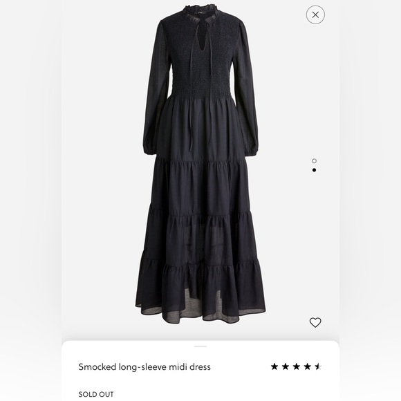 Smocked Long Sleeved Midi Dress - Picture 3 of 4